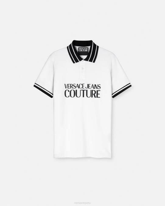 Versace ropa hombres playera tipo polo con logo 6BPV2360 blanco