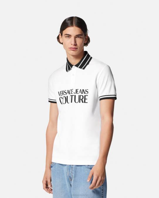 Versace ropa hombres playera tipo polo con logo 6BPV2360 blanco