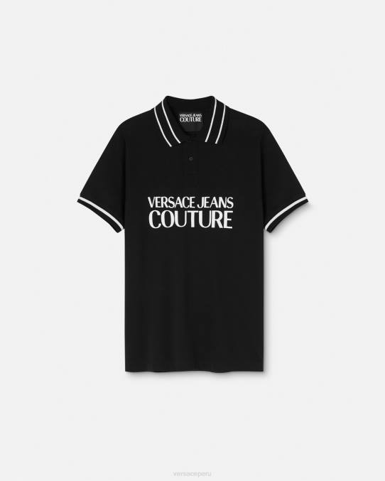Versace ropa hombres playera tipo polo con logo 6BPV2361 negro