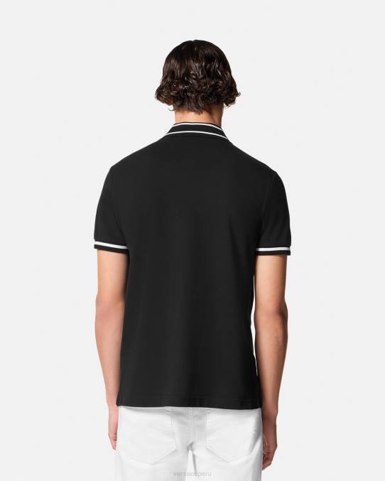 Versace ropa hombres playera tipo polo con logo 6BPV2361 negro