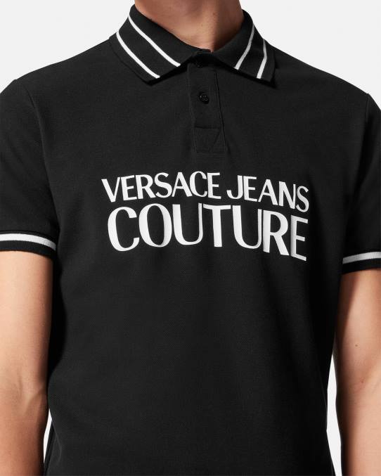Versace ropa hombres playera tipo polo con logo 6BPV2361 negro