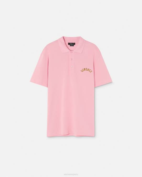Versace ropa hombres playera tipo polo con logo barroco y conchas marinas 6BPV1365 rosa