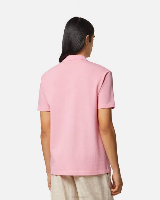 Versace ropa hombres playera tipo polo con logo barroco y conchas marinas 6BPV1365 rosa