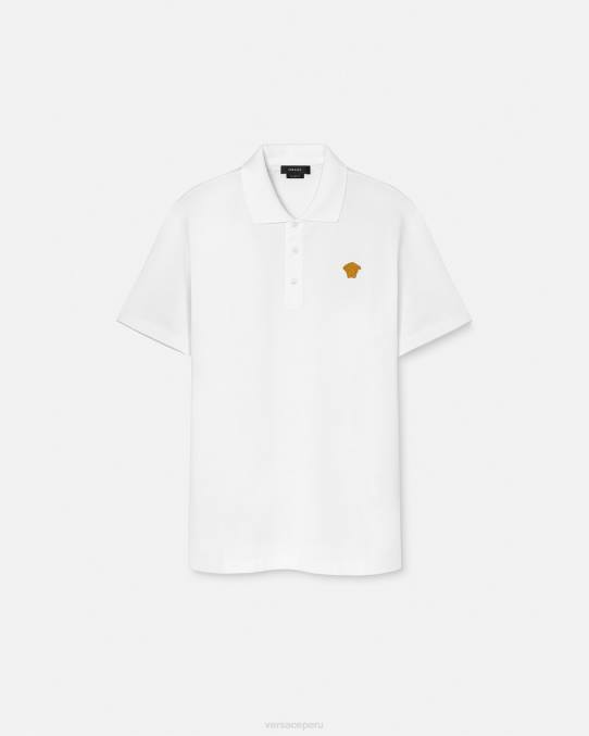 Versace ropa hombres playera tipo polo con medusa 6BPV1372 blanco