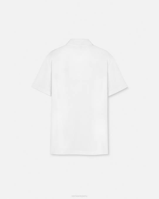 Versace ropa hombres playera tipo polo con medusa 6BPV1372 blanco