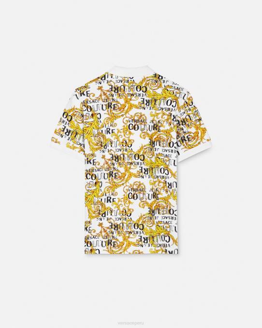 Versace ropa hombres polo de alta costura con logo 6BPV2390 oro y blanco
