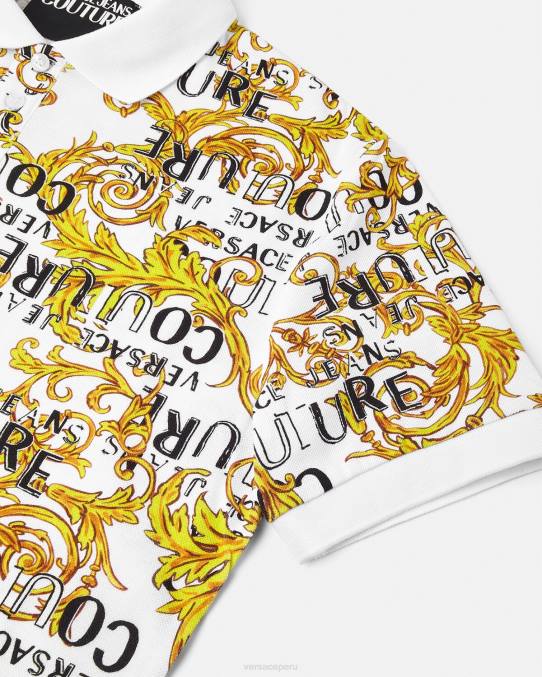 Versace ropa hombres polo de alta costura con logo 6BPV2390 oro y blanco