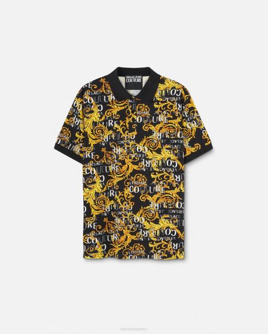 Versace ropa hombres polo de alta costura con logo 6BPV2391 oro negro