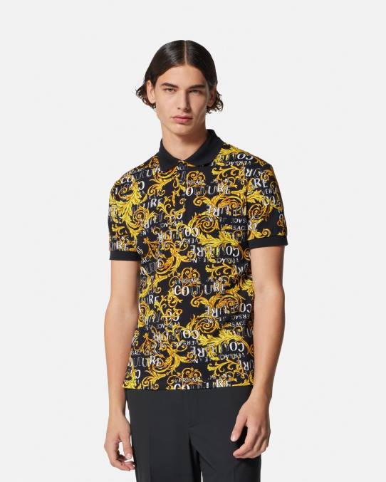 Versace ropa hombres polo de alta costura con logo 6BPV2391 oro negro