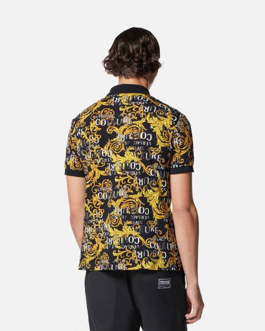 Versace ropa hombres polo de alta costura con logo 6BPV2391 oro negro
