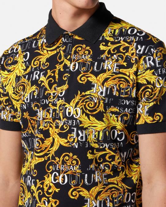 Versace ropa hombres polo de alta costura con logo 6BPV2391 oro negro