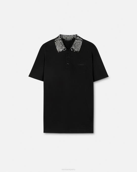 Versace ropa hombres polo de manga corta con tachuelas 6BPV1391 negro