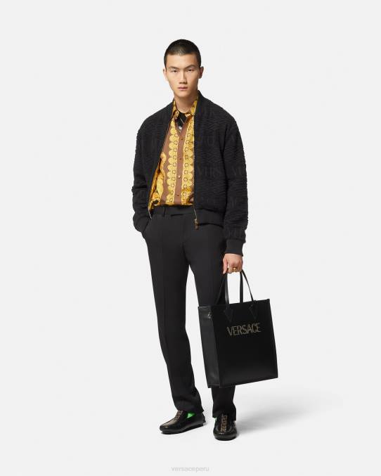 Versace ropa hombres chaqueta bomber reversible barroco 660 6BPV1351 negro