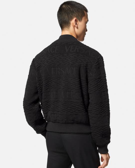 Versace ropa hombres chaqueta bomber reversible barroco 660 6BPV1351 negro