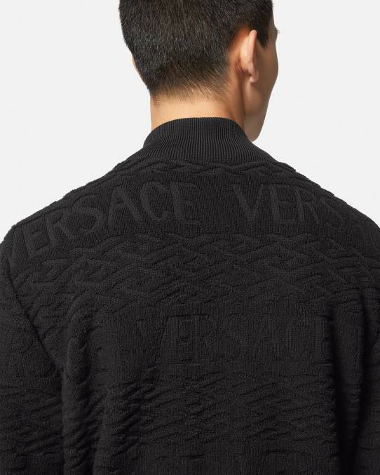 Versace ropa hombres chaqueta bomber reversible barroco 660 6BPV1351 negro
