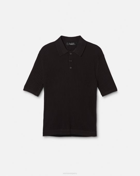Versace ropa hombres polo con grecas 6BPV1337 negro