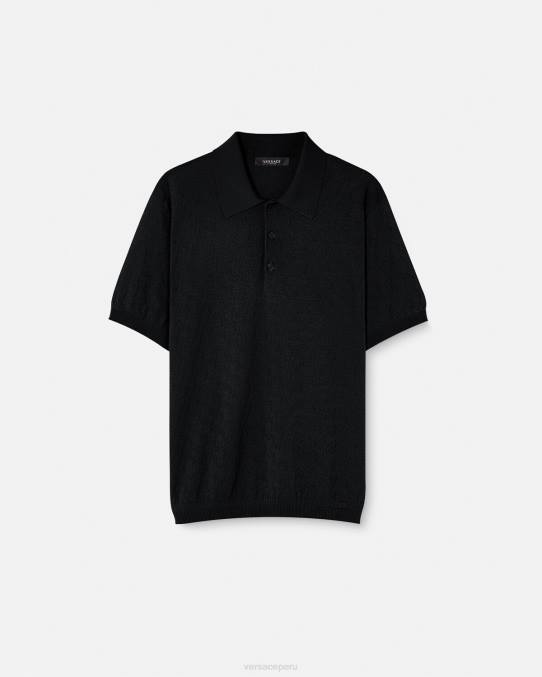 Versace ropa hombres polo de punto de manga corta la greca 6BPV1328 negro