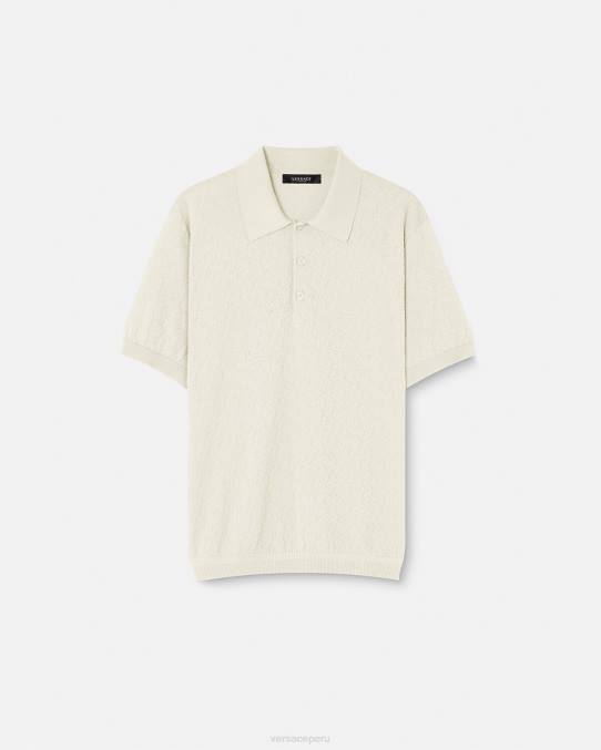 Versace ropa hombres polo de punto de manga corta la greca 6BPV1329 beige
