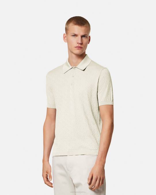 Versace ropa hombres polo de punto de manga corta la greca 6BPV1329 beige