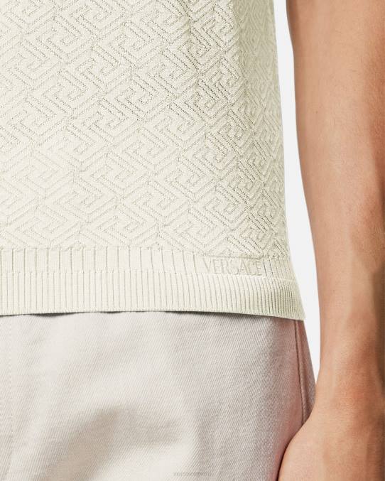 Versace ropa hombres polo de punto de manga corta la greca 6BPV1329 beige