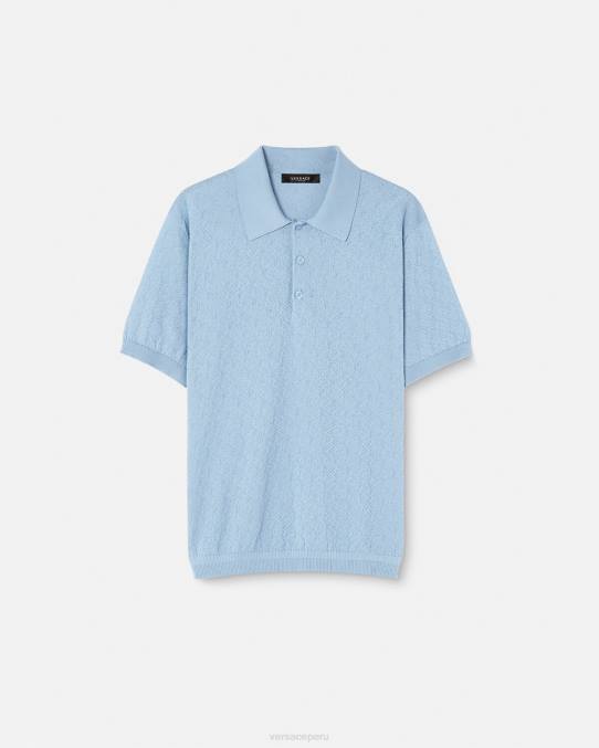 Versace ropa hombres polo de punto de manga corta la greca 6BPV1330 azul