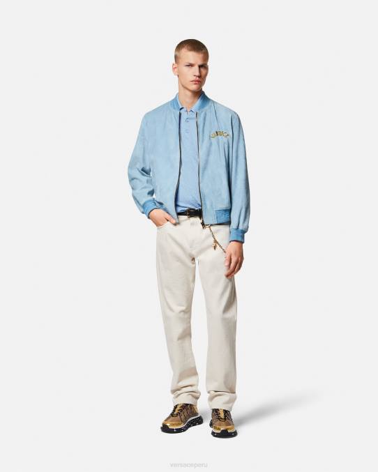 Versace ropa hombres polo de punto de manga corta la greca 6BPV1330 azul