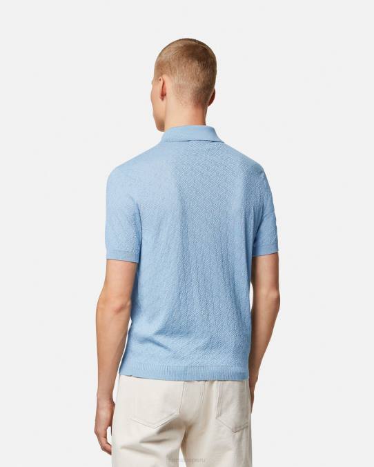 Versace ropa hombres polo de punto de manga corta la greca 6BPV1330 azul