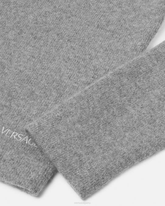 Versace ropa hombres suéter de cachemira con greca 6BPV1333 gris