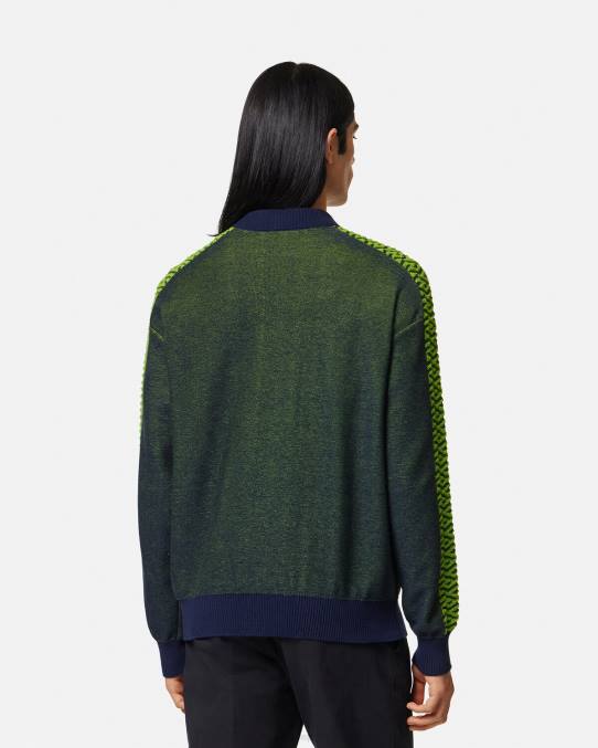 Versace ropa hombres suéter de felpa con medusa la greca 6BPV1331 azul verde