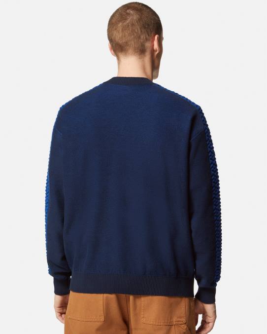 Versace ropa hombres suéter de felpa con medusa la greca 6BPV1338 azul