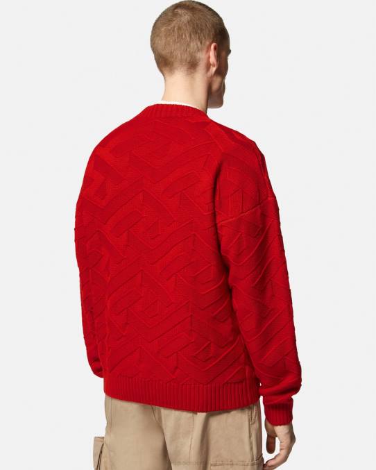 Versace ropa hombres suéter de punto la greca 6BPV1342 rojo