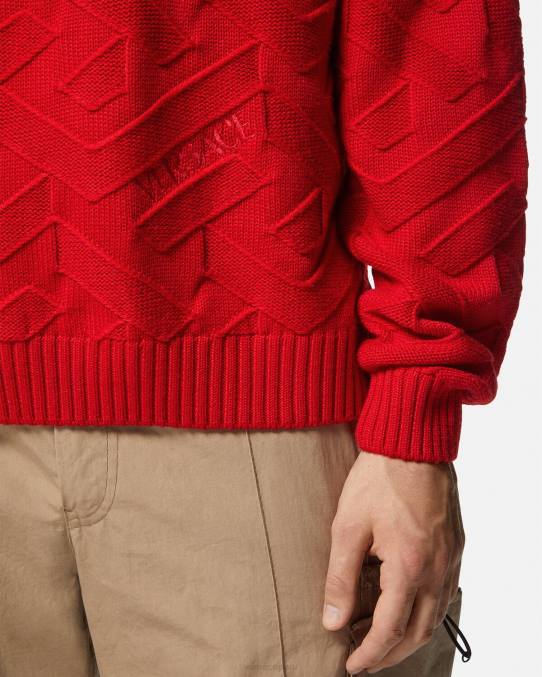 Versace ropa hombres suéter de punto la greca 6BPV1342 rojo