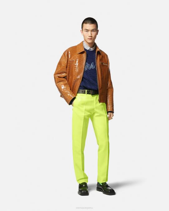 Versace ropa hombres suéter de punto universitario con Greca 6BPV1350 azul