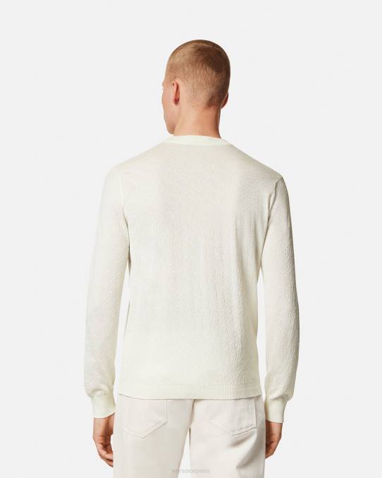 Versace ropa hombres suéter la greca en mezcla de seda 6BPV1326 beige