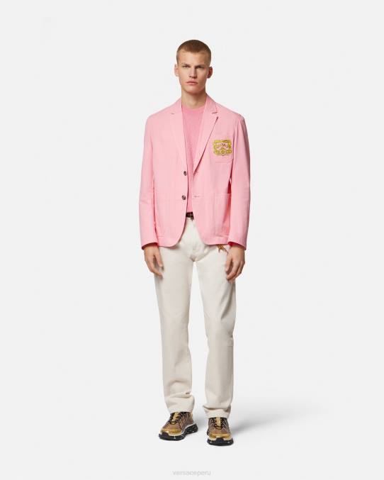 Versace ropa hombres suéter la greca en mezcla de seda 6BPV1327 rosa