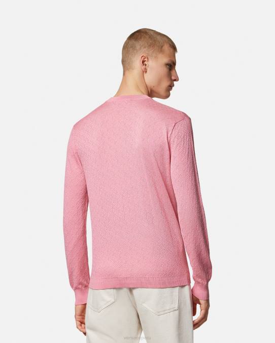 Versace ropa hombres suéter la greca en mezcla de seda 6BPV1327 rosa