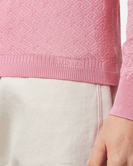 Versace ropa hombres suéter la greca en mezcla de seda 6BPV1327 rosa