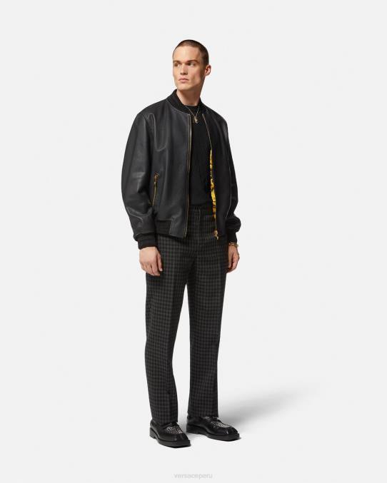 Versace ropa hombres suéter la greca en mezcla de seda 6BPV1332 negro