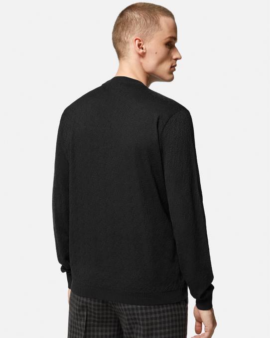 Versace ropa hombres suéter la greca en mezcla de seda 6BPV1332 negro