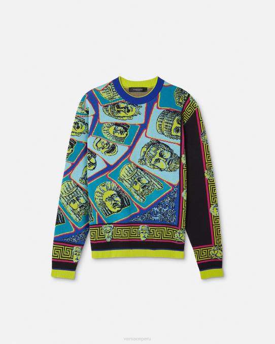 Versace ropa hombres suéter le maschere jacquard 6BPV1335 imprimir
