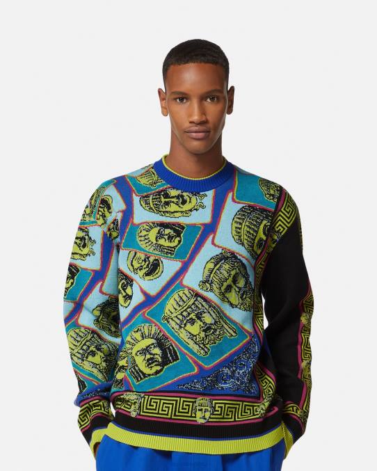 Versace ropa hombres suéter le maschere jacquard 6BPV1335 imprimir