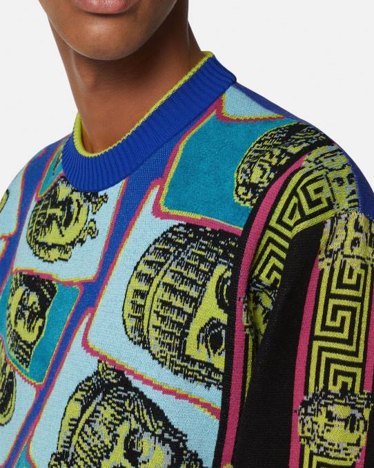 Versace ropa hombres suéter le maschere jacquard 6BPV1335 imprimir