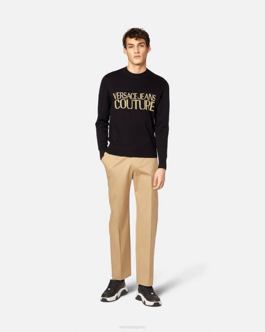 Versace ropa hombres suéter tejido con logo 6BPV2421 negro y estampado