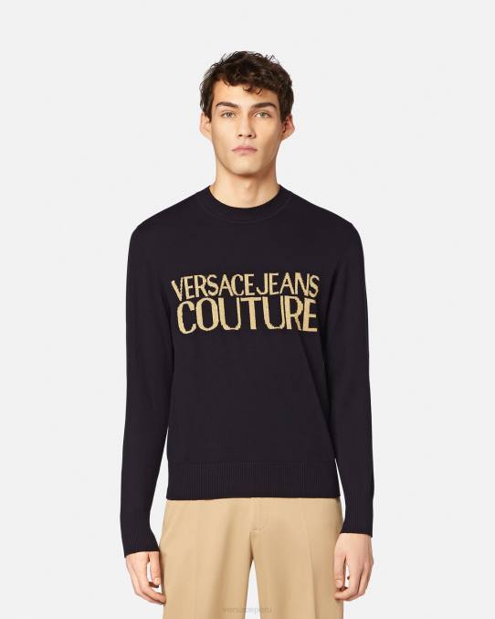 Versace ropa hombres suéter tejido con logo 6BPV2421 negro y estampado