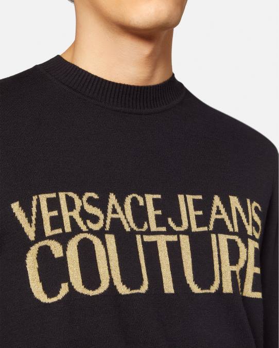 Versace ropa hombres suéter tejido con logo 6BPV2421 negro y estampado