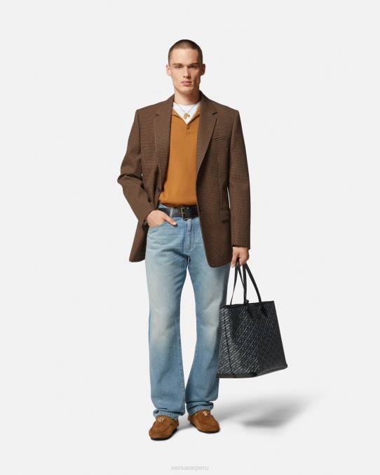 Versace ropa hombres suéter tipo polo con tachuelas en espiral 6BPV1347 naranja