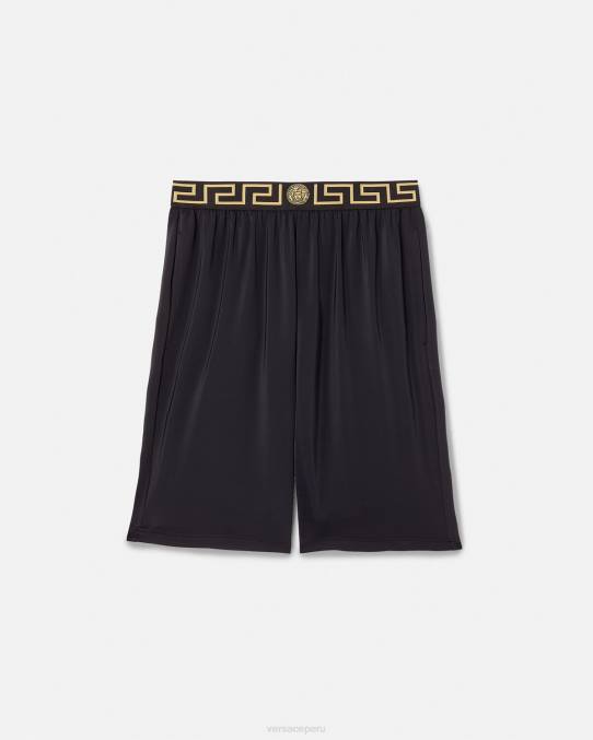 Versace ropa hombres bañadores largos con borde de Greca 6BPV1455 negro