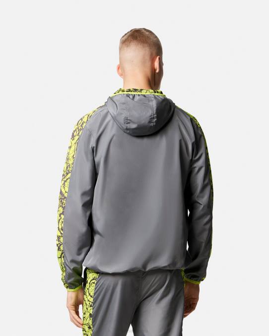 Versace ropa hombres chaqueta deportiva con silueta barroca 6BPV1461 gris y lima
