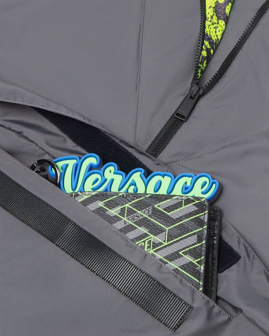 Versace ropa hombres chaqueta deportiva con silueta barroca 6BPV1461 gris y lima