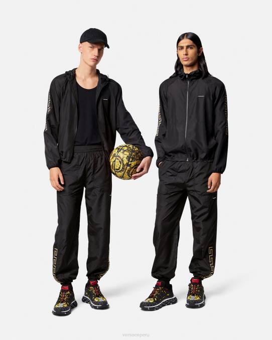 Versace ropa hombres chaqueta deportiva de nailon con Greca 6BPV1452 negro